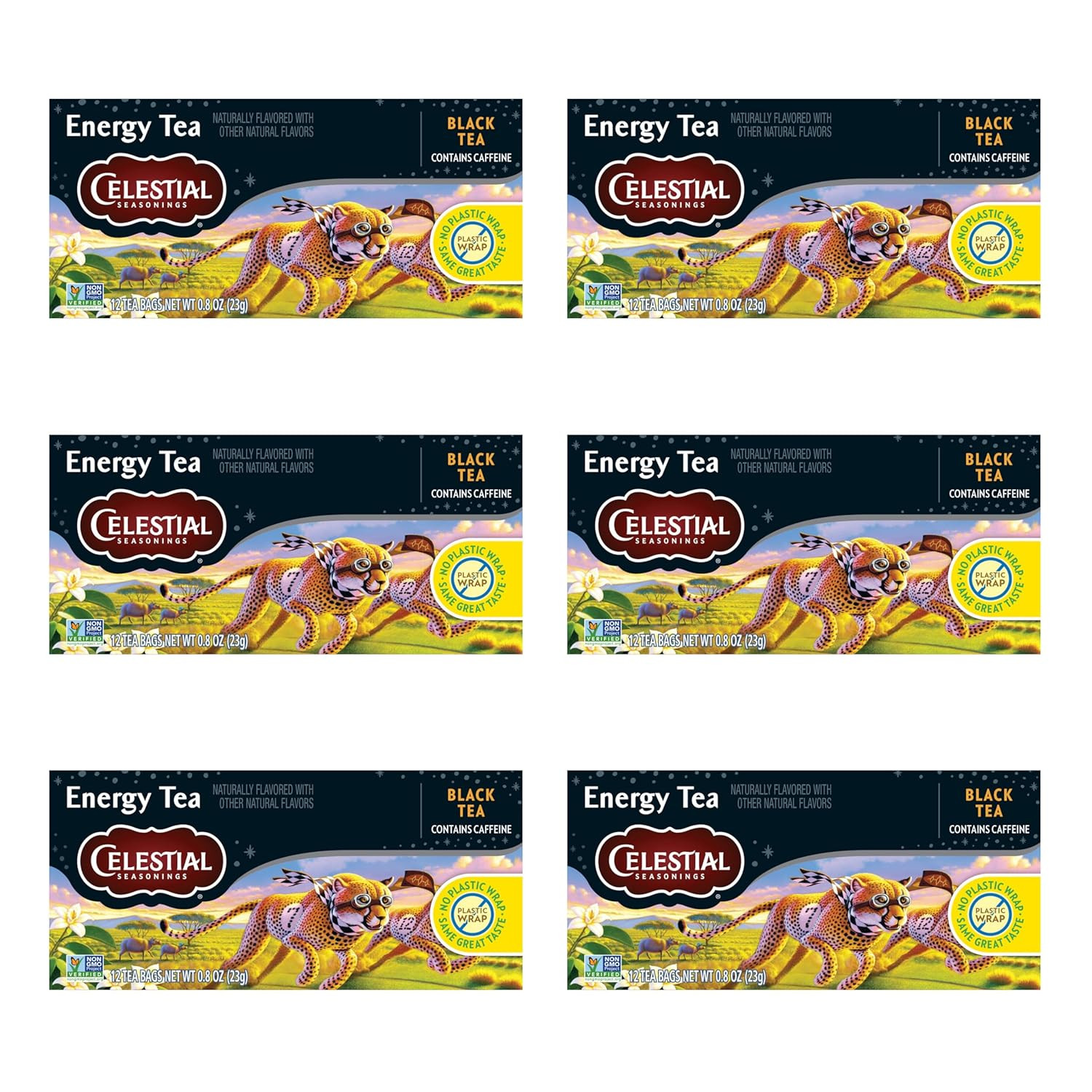 Morning Thunder Black Tea, Caffeinated, 20 Tea Bags Box (Pack of 6)