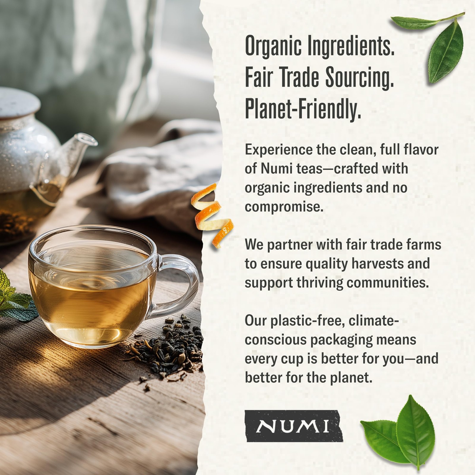 Numi Organic Green Tea Bagged Full Bodied Flavor 100 Count Whole Leaf Tea