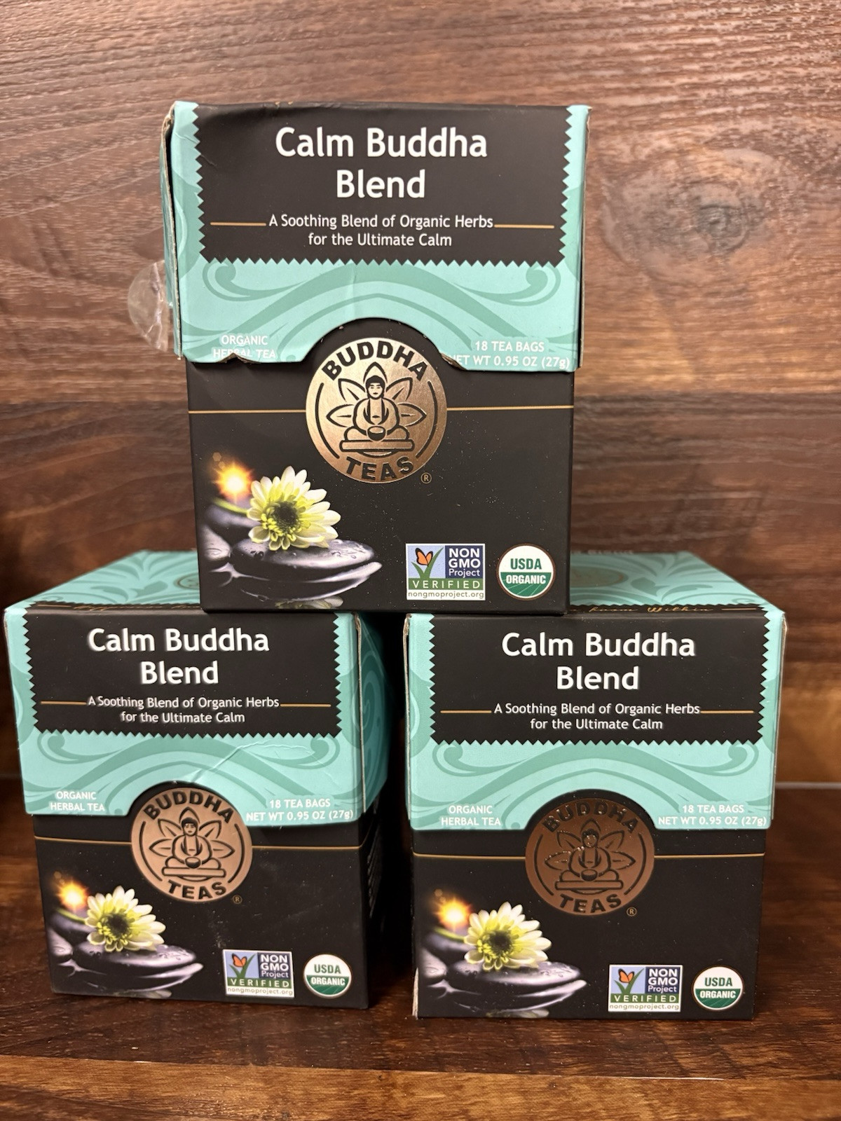 3 Buddha Organic Calm Buddha Blend Herbal Tea. 18 Tea Bags 0.95 Ea. BB:12/27
