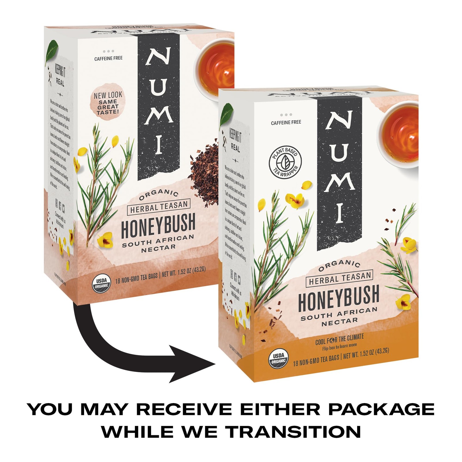 Organic Honeybush Tea, 18 Bags, Sweet South African Herbal , Caffeine Free
