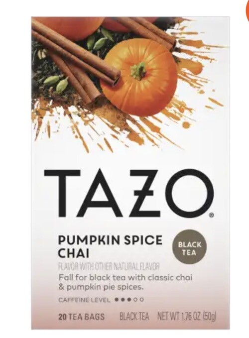 Tazo Pumpkin Spice Chai Black Tea 20 Tea Bags