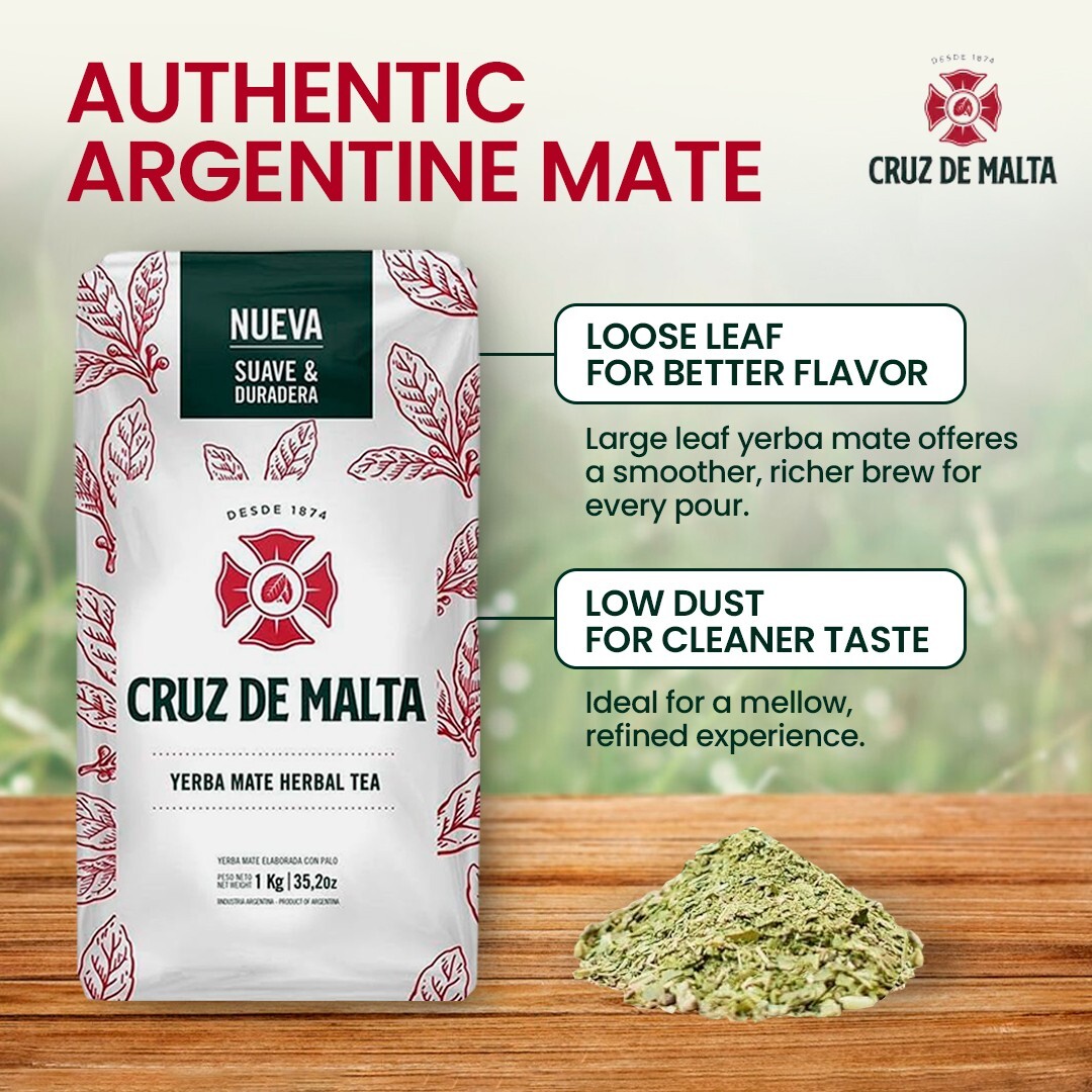 Cruz de Malta Yerba Mate – 2 x 1.1 Lb Bags (2.2 Lb Total) – Free USA Shipping