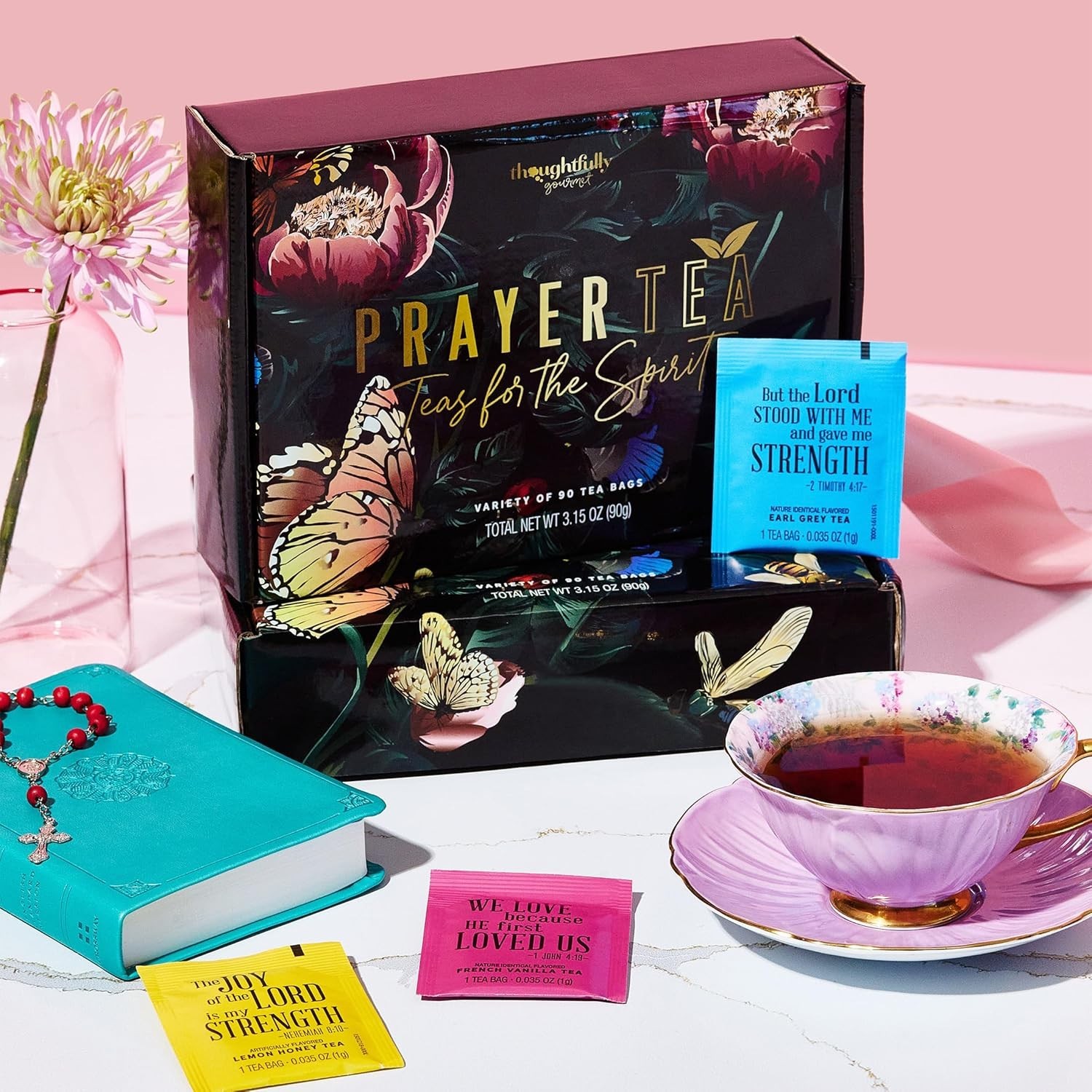 Deluxe 90 Count Tea Affirmations Set – Enjoy 6 Flavors with Bible Inspiration