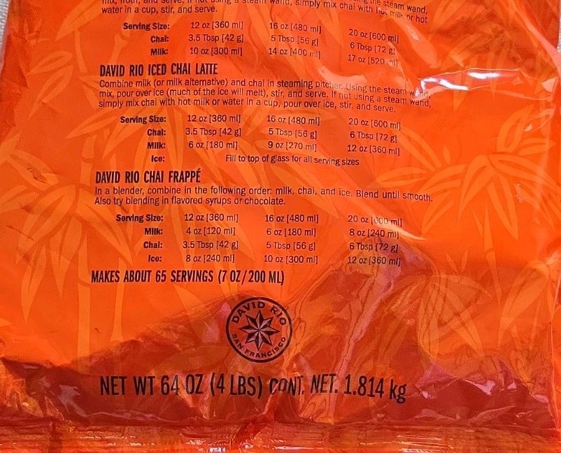 David Rio Food Service Bag Tiger Spice Chai, 4 lb (1.8 kg)