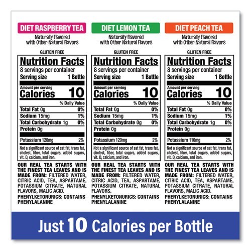 diet Snapple Ice Tea Variety Pack, Assorted Flavors, 20 oz Bottle, 24/Carton