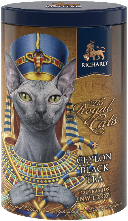 SPHYNX Richard Royal Cat Ceylon Black Tea 20 Pyramids GIFT TIN Limited Edition
