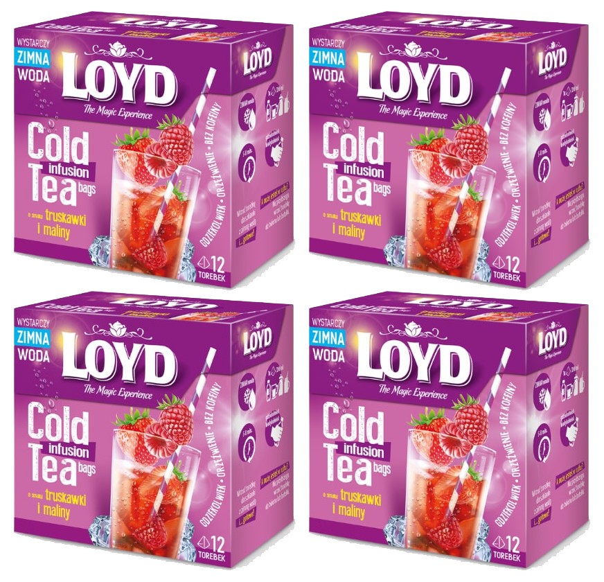 4 LOYD Cold Infusion Fruit Tea Strawberry & Raspberry Flavor Boxes 30g 1.05oz
