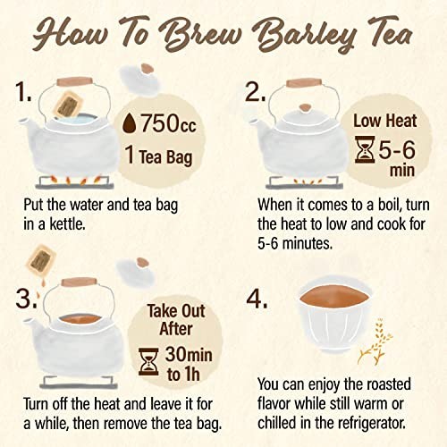 Caffeine-Free Organic Barley Tea Bags – 30 Large Vegan Mugicha, 100% Natural