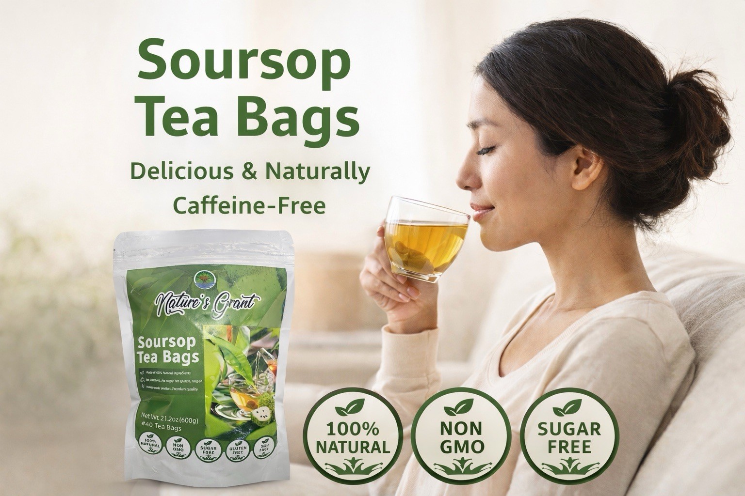 Nature’s Grant Soursop Tea Bags 600g Herbal Non-GMO Sugar-Free Gluten-Free
