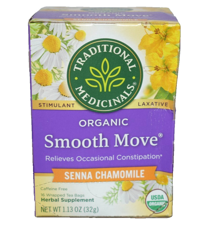 Organic Smooth Move Senna Chamomile Stimulant Laxative Caffeine-Free 16 TEA Bags