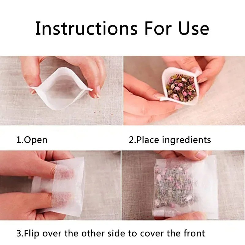 100PCS Disposable Tea Filter Bags Empty Loose Leaf Tea Bags with Flip Seal – USA