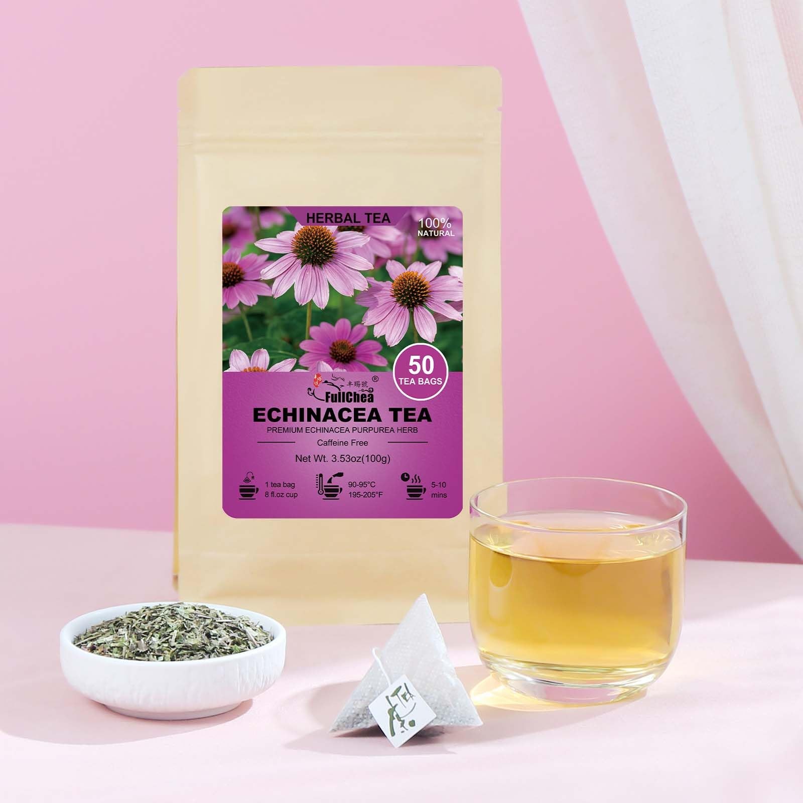 – Echinacea Tea Bags, 50 Count, 2g/bag – Premium Echinacea Purpurea Herb – No…