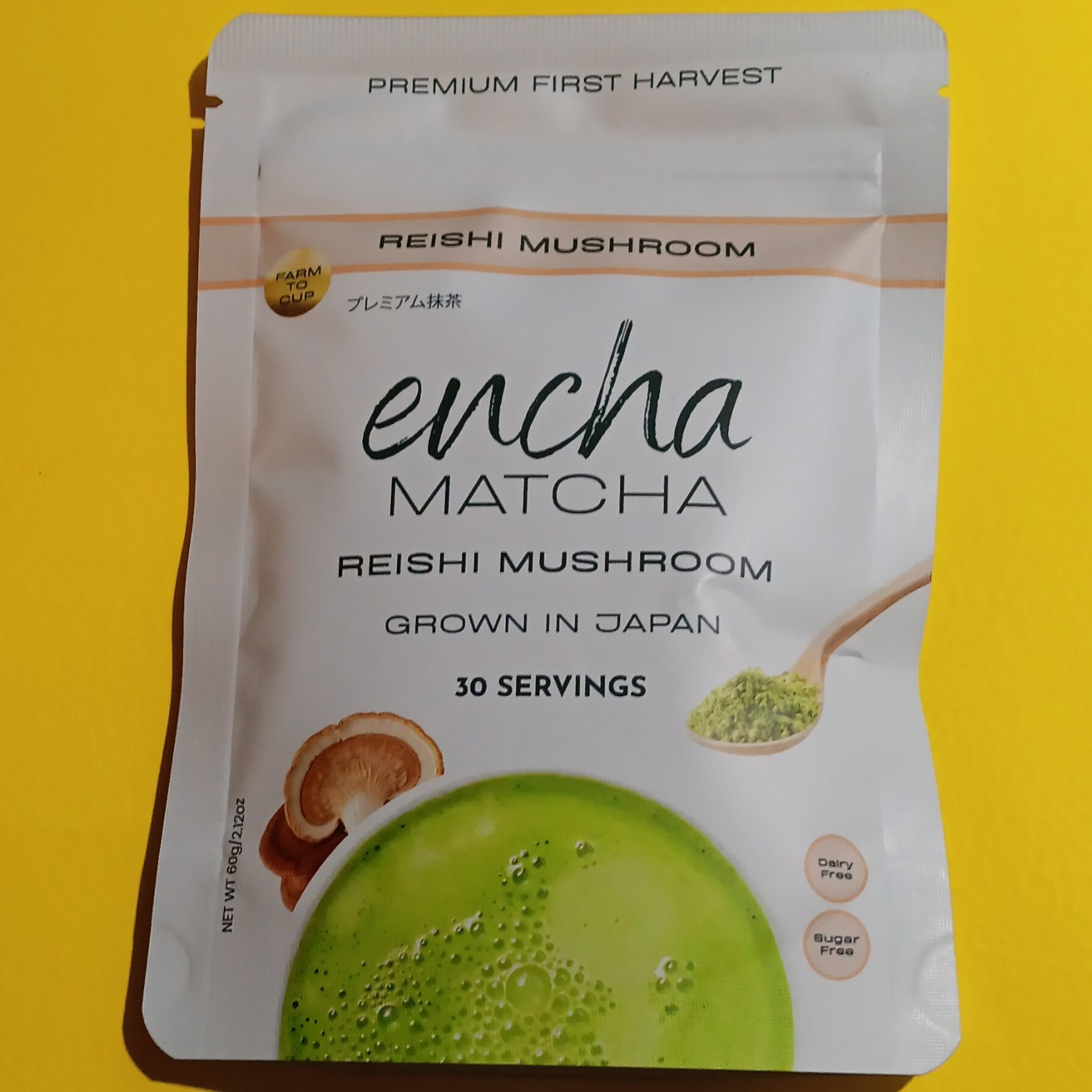 Encha Organic Matcha Reishi Mushroom Powder 60g 30 Servings Exp 12/09/2026