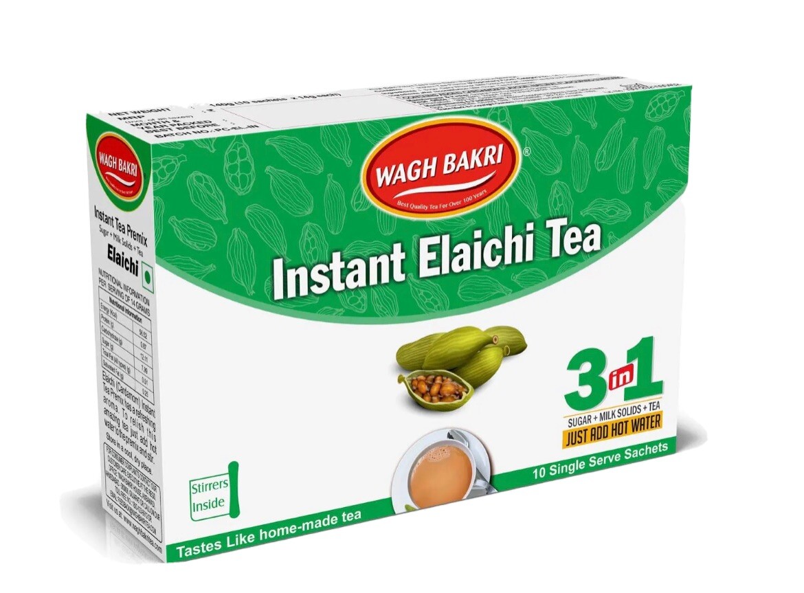 Wagh Bakri 3-in-1 Instant Cardamom (Elaichi) Premix Sachets 140g Just add water