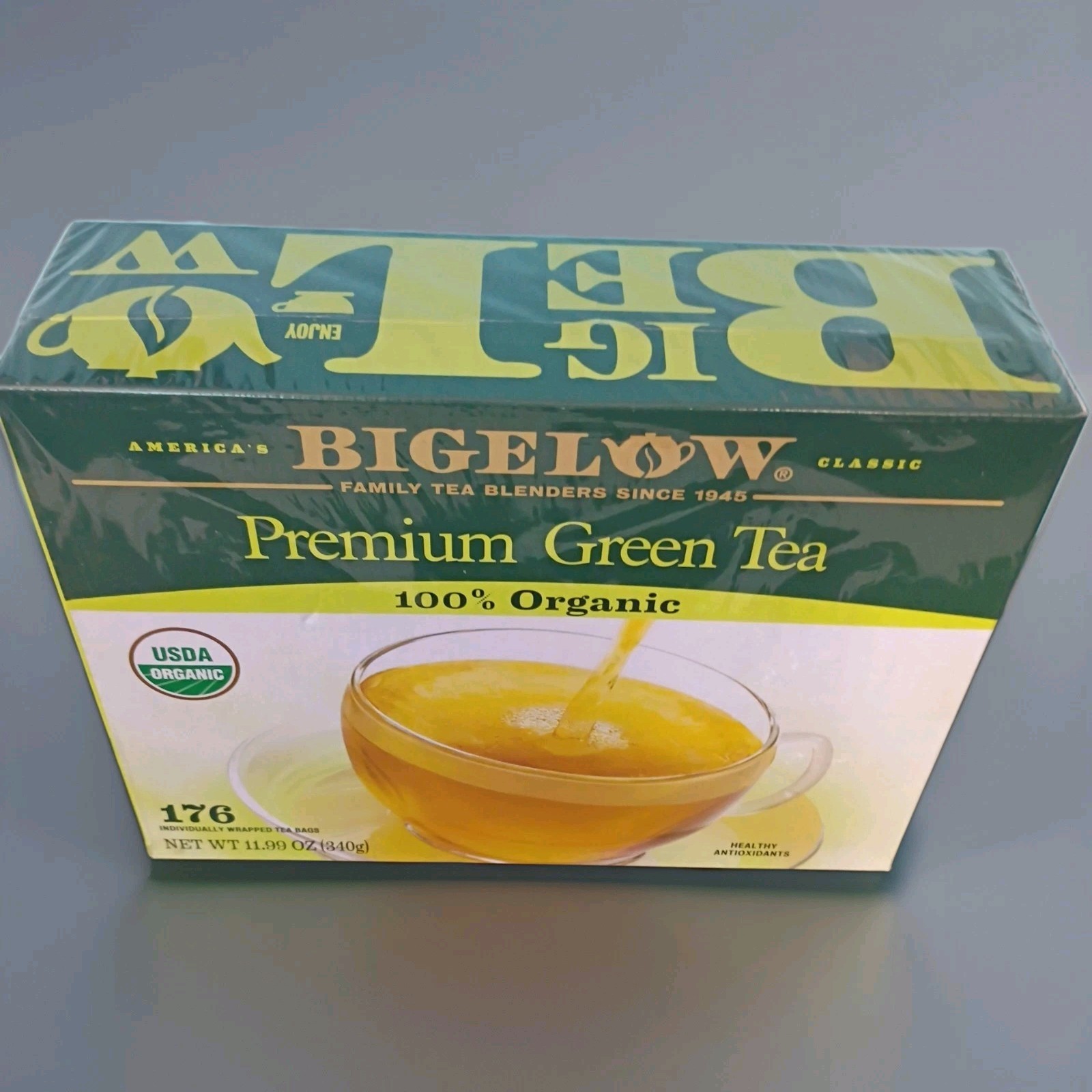 Bigelow Premium Green Tea 100% USDA Organic Individually Wrapped Tea Bag 176 ct.