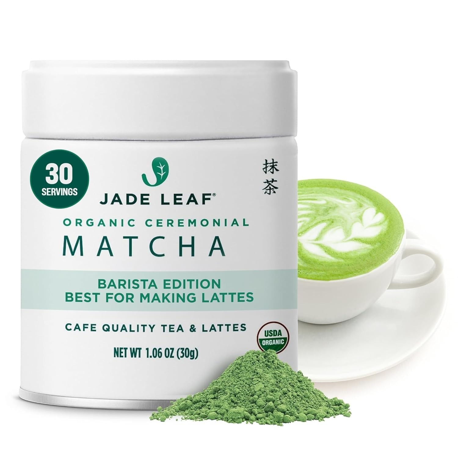 Jade Leaf Matcha Organic Barista Blend Ceremonial Grade Matcha Green Tea Powder