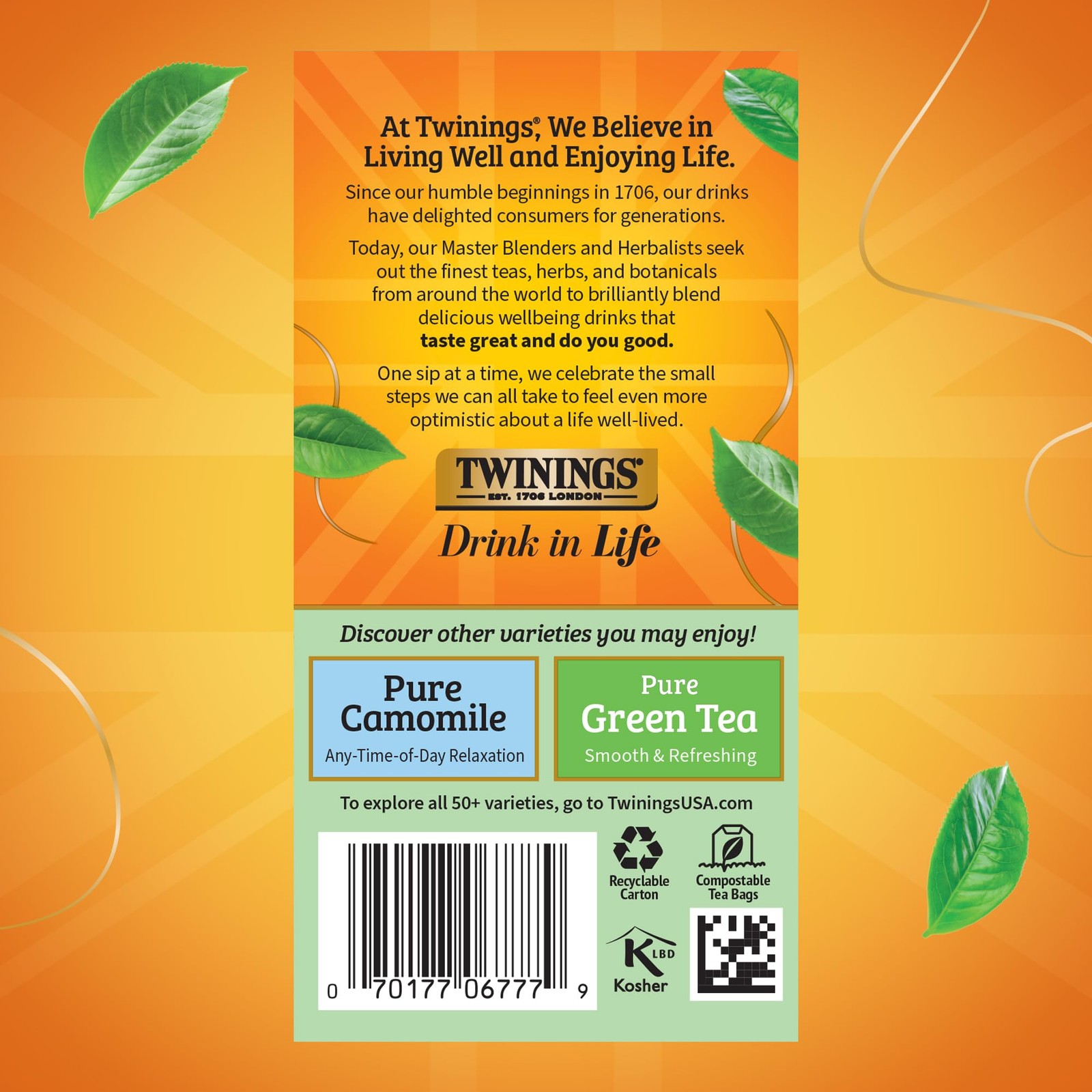Twinings Pure Peppermint Herbal Tea Individually Wrapped Bags 20 Count Pack of 1