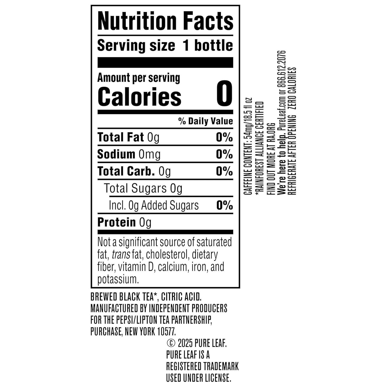 Pure Leaf Iced Tea, Unsweetened Black Tea, 18.5 Oz Bottles (12 Pack)