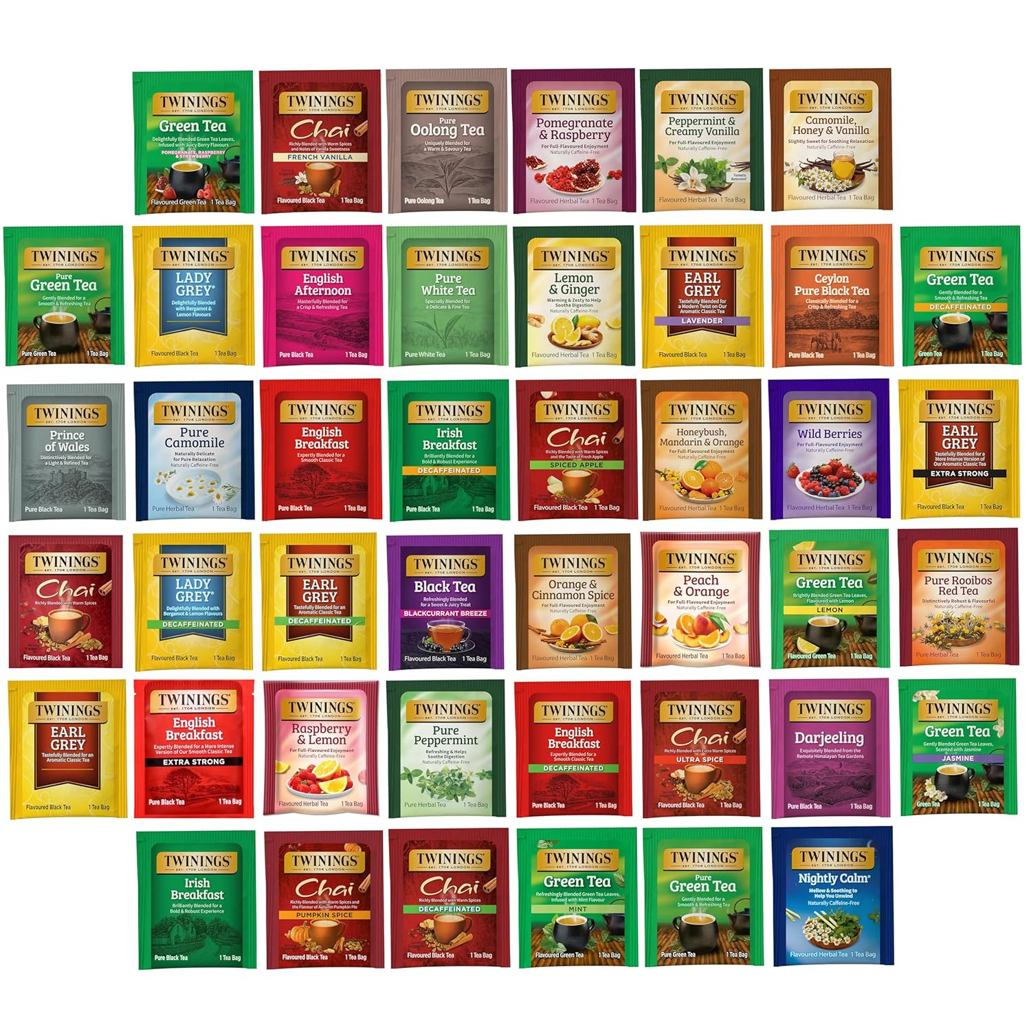 Tea Bag Sampler Assortment, Variety Pack (44 Count), 44 Unique Flavours for Tea