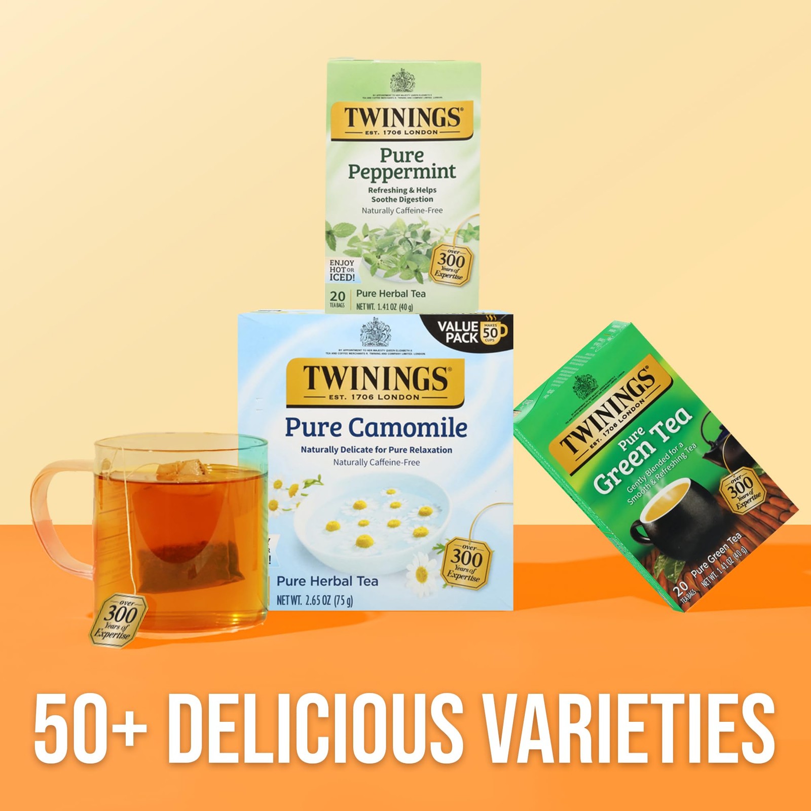 Twinings Pure Peppermint Herbal Tea Individually Wrapped Bags 20 Count Pack of 1