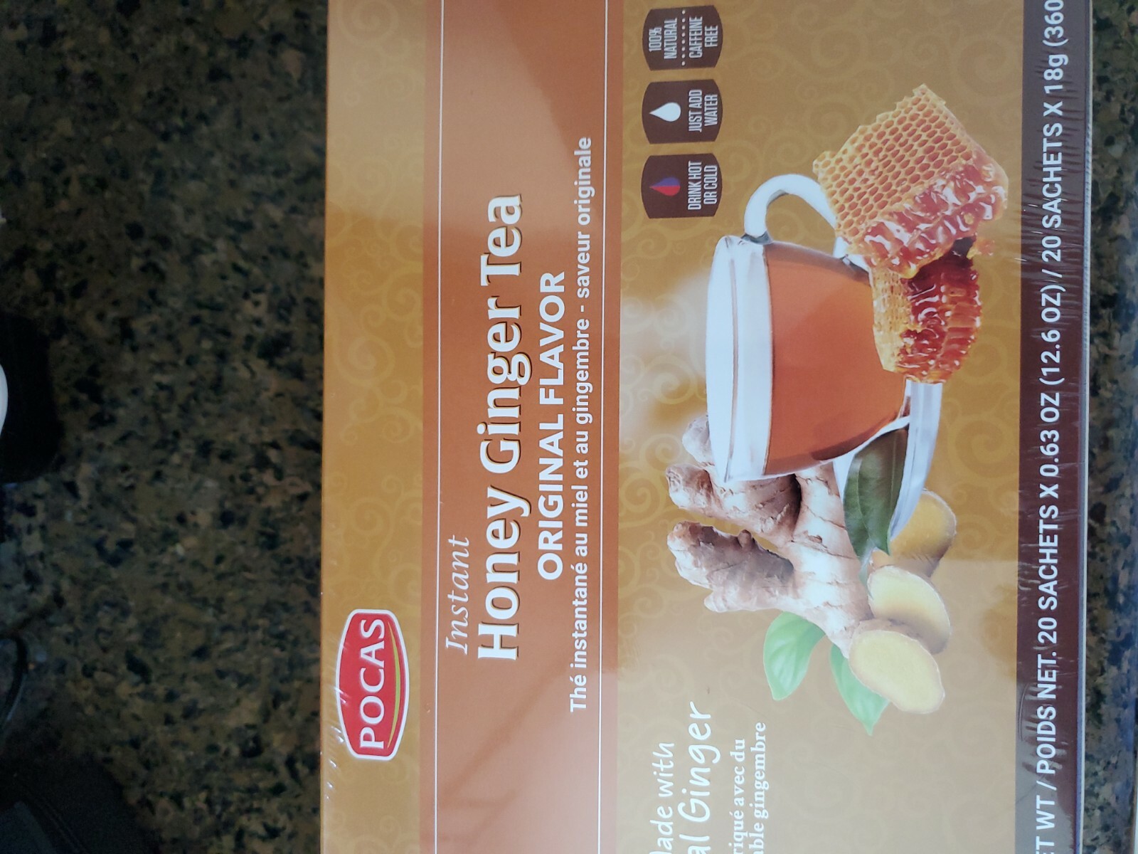 Pocas Honey Ginger Tea, Original, 12.6 Ounce, 20 Bags Free US Shipping