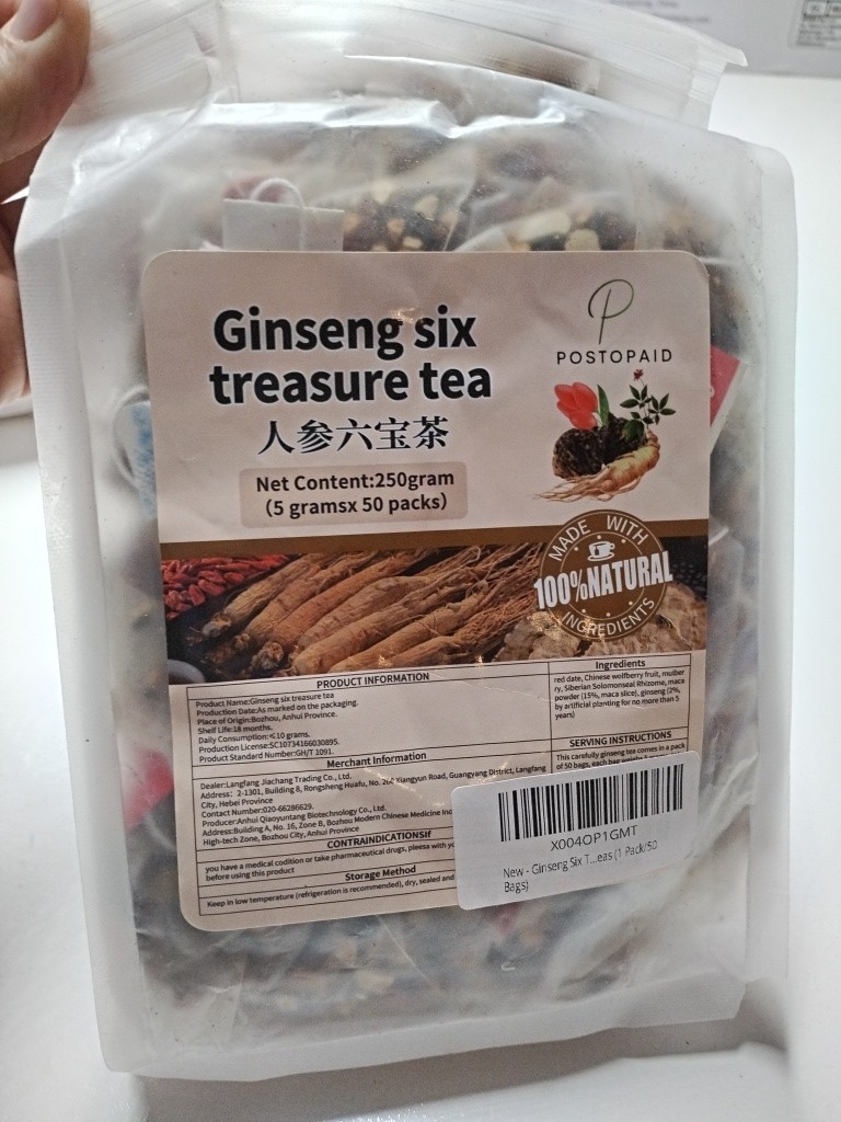Ginseng six treasure tea Natural 50 Pack, 250 Gram Total Pack