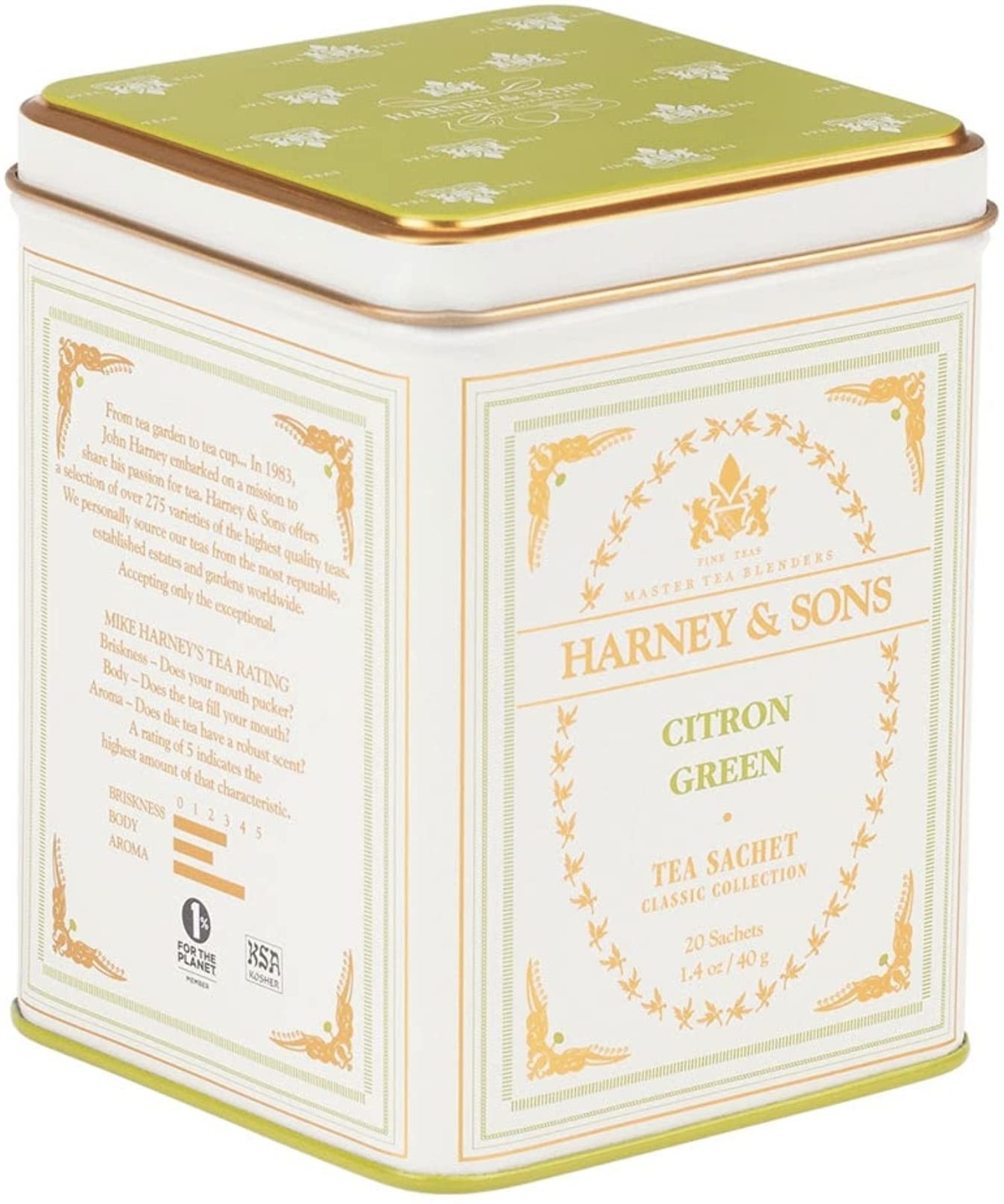 Harney & Sons Citron Green Tea, White, 20 Count 20 (Pack of 1), white