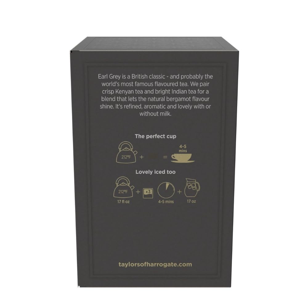 50 Count Earl Grey Black Tea Bags, Perfectly Caffeinated, Allergen-Free, Natural