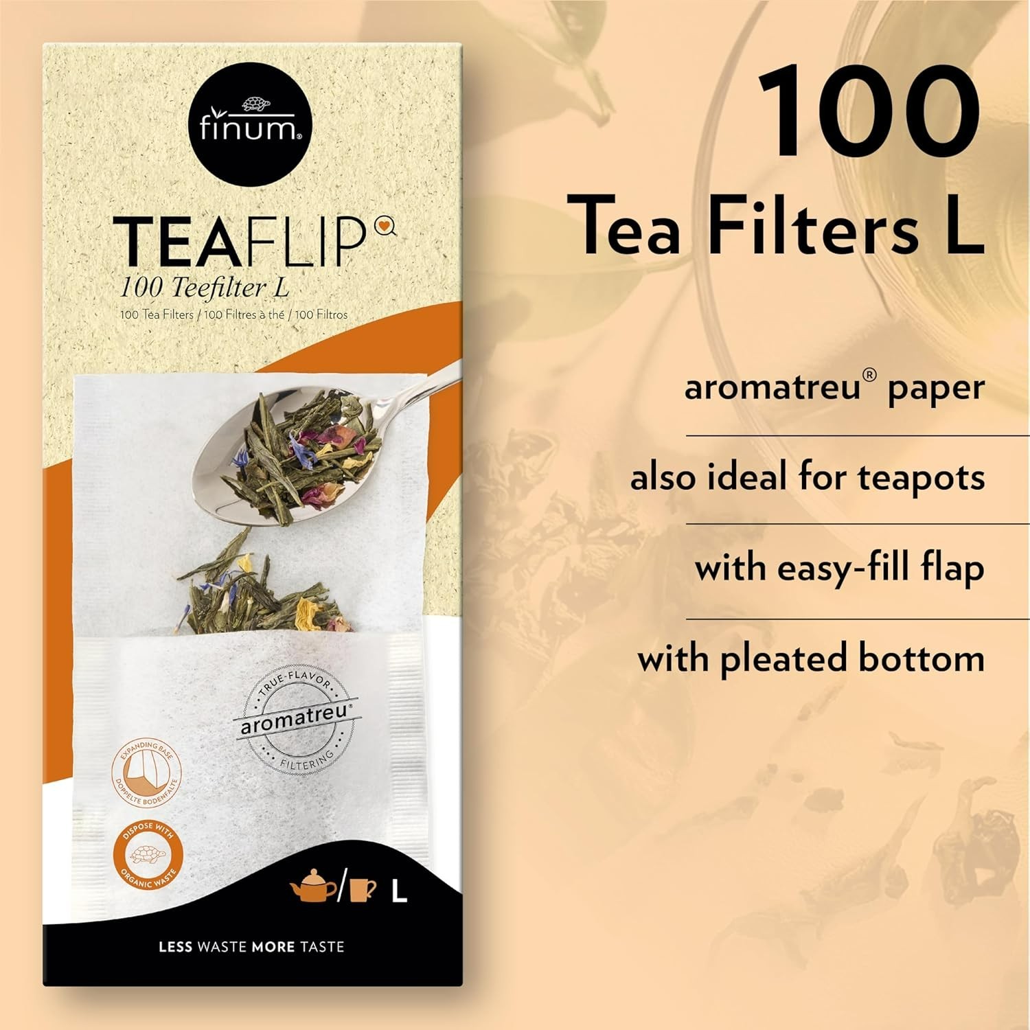 Sustainable 100-Pack Paper Tea Filters – Large, Double-Fold Design for Loose Tea