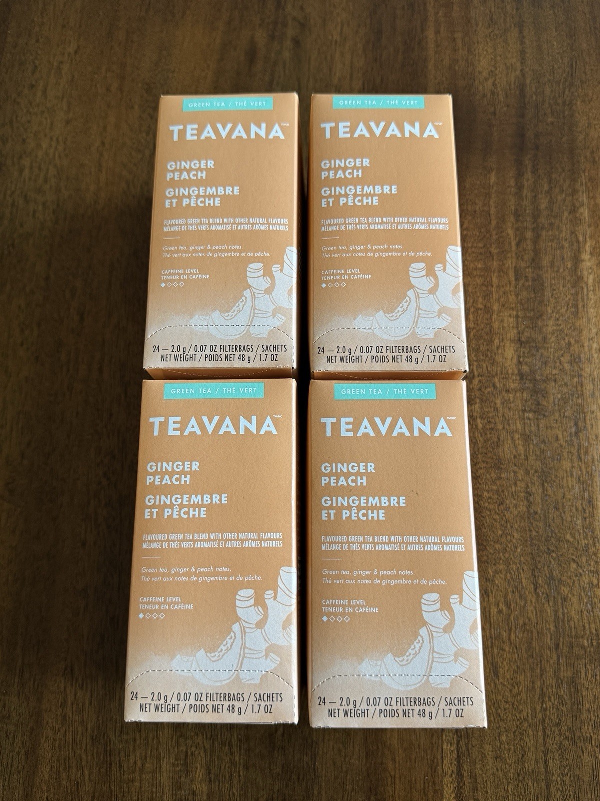 Lot Of 4 Teavana Ginger Peach Green Tea 24ct (READ DESC) Jan/2026