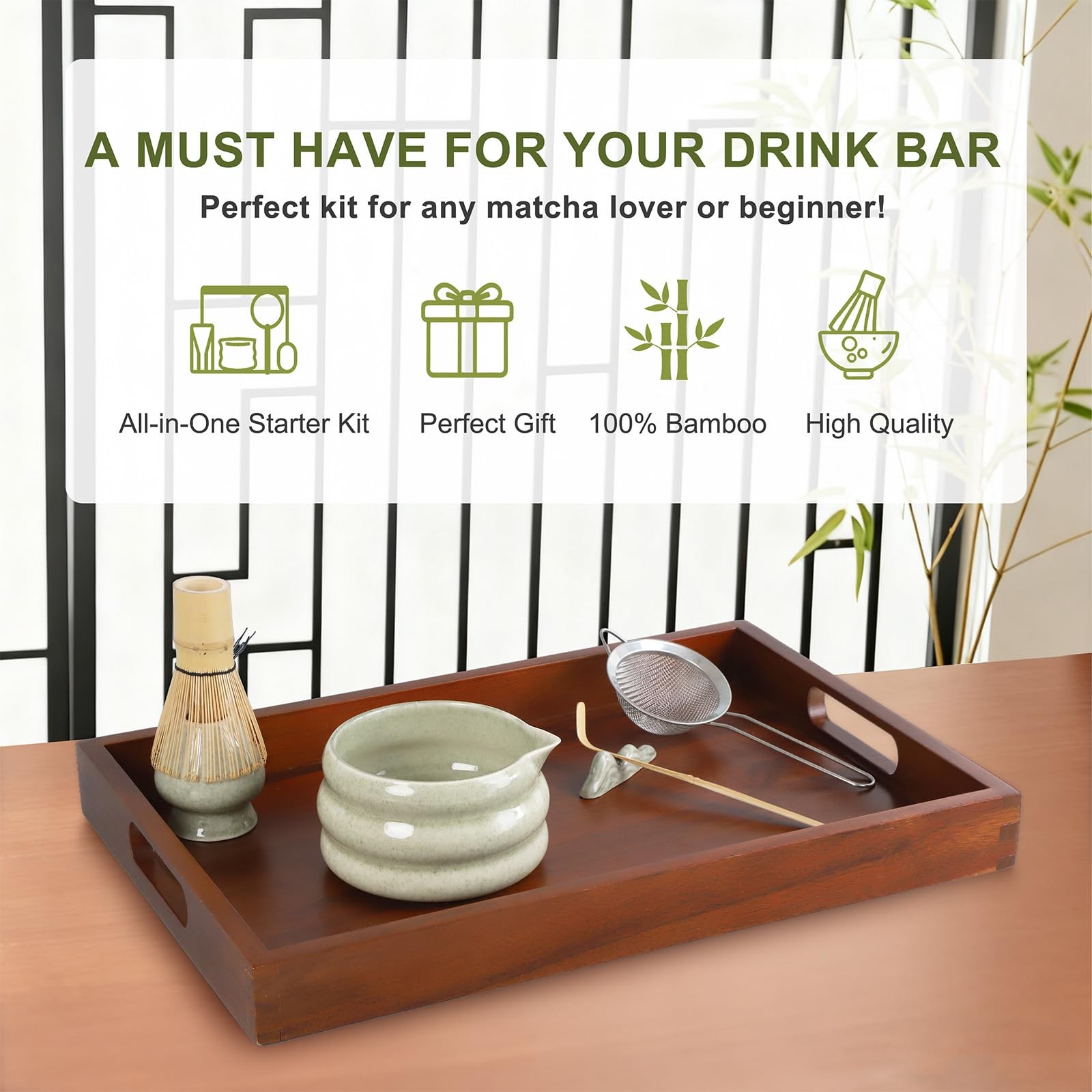 Complete Matcha Set – 7 Pcs Matcha Starter Kit with Bamboo Whisk, Ceramic Bow…