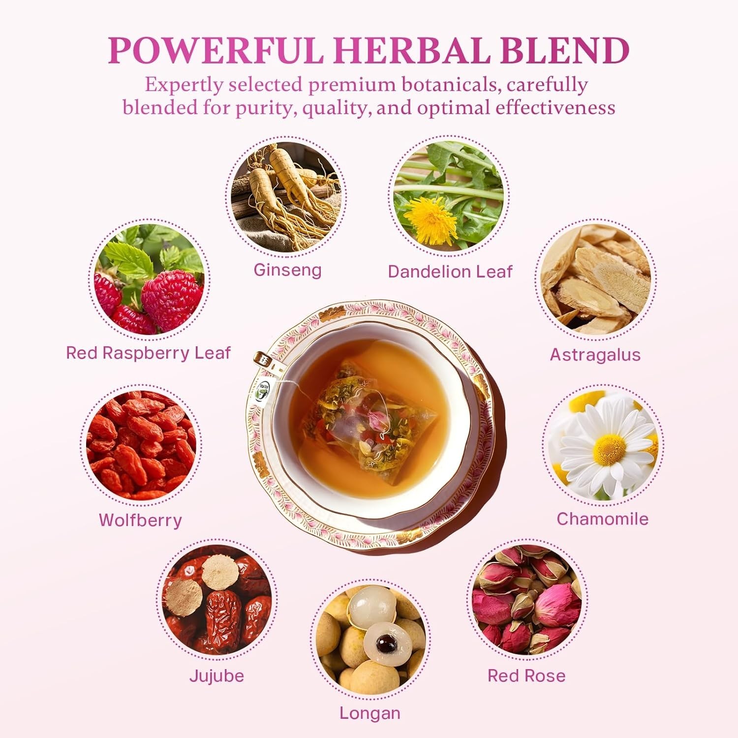 Hormone Balance Tea for Women, Soothing Chamomile & Raspberry Leaf Tea for Me…
