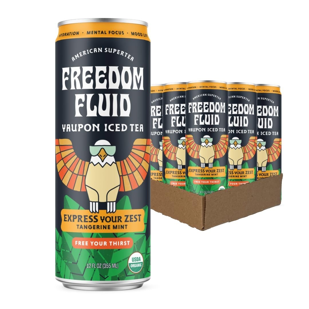 Healthier Iced Tea | Organic Yaupon with Tangerine Mint – 12 Pack of 12 oz Cans