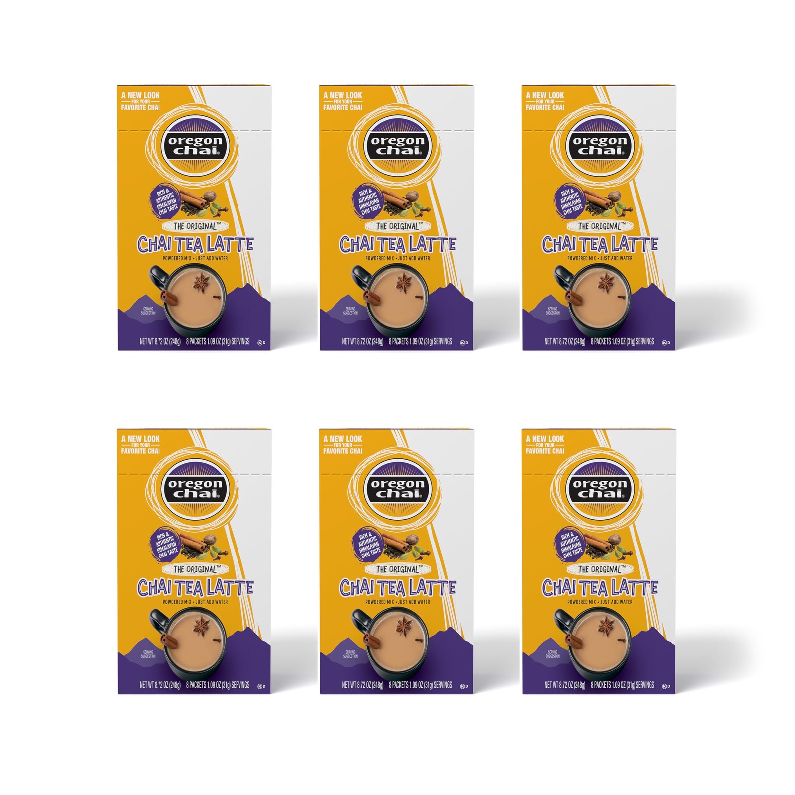 Oregon Chai Original Dry Chai Latte Mix 8 Count Pack of 6