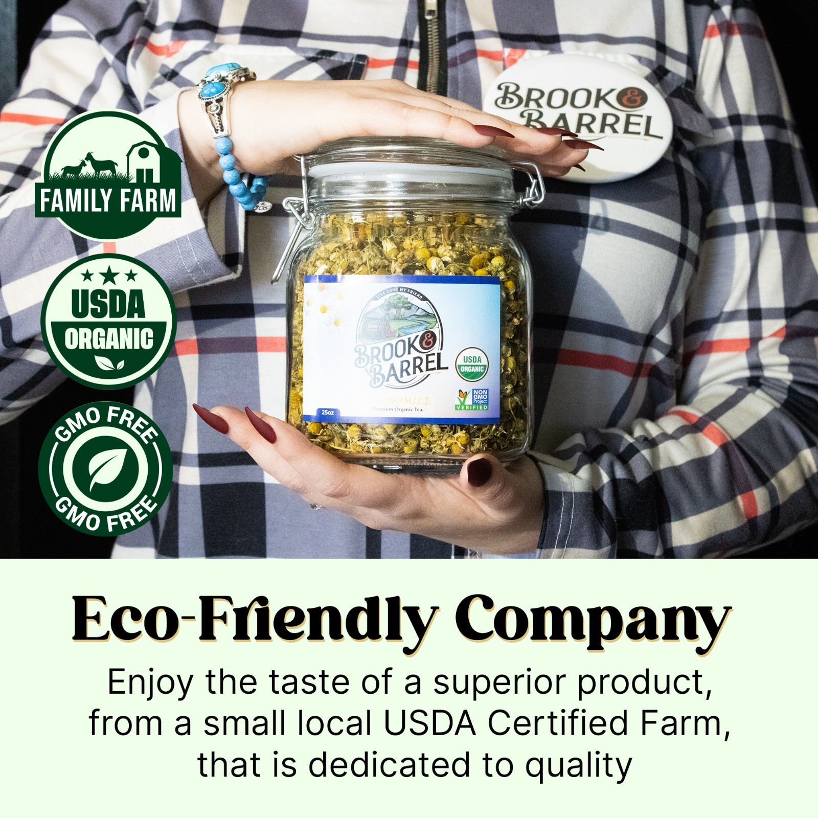 Brook & Barrel USDA Organic Chamomile Loose Leaf Tea 1.6 lbs Premium Glass Jar