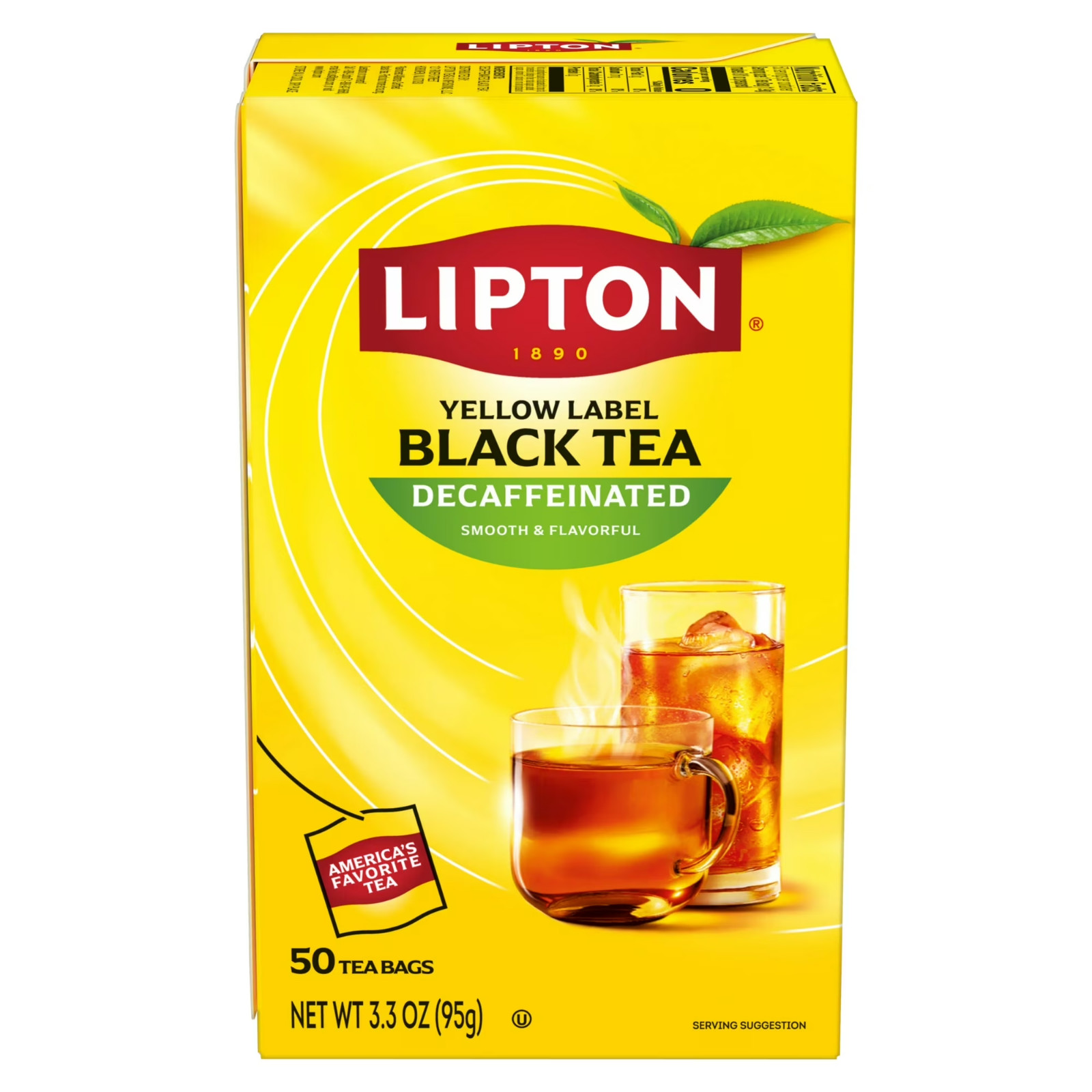 Lipton Decaf Black Tea Bags, Hot or Iced Caffeine Free Tea, 50 Tea Bags