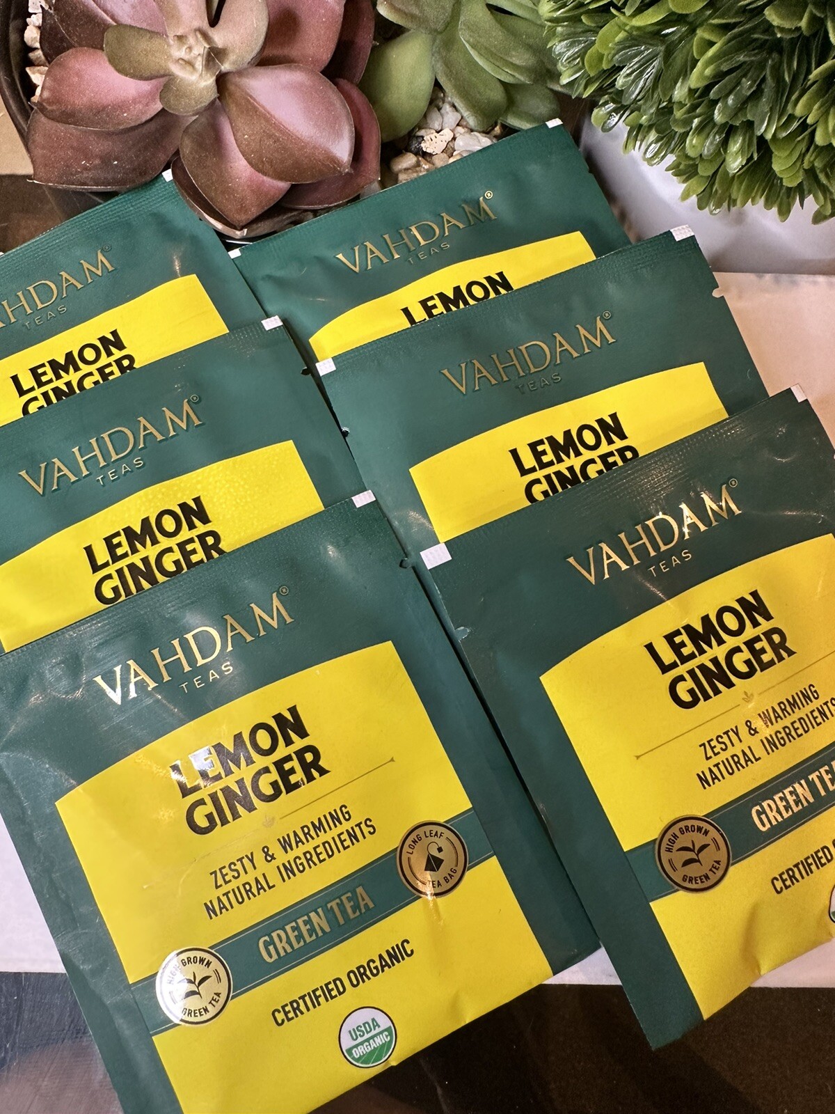 VAHDAM – Organic Ginger Lemon Green Tea 6 Tea Bags Free Shipping.