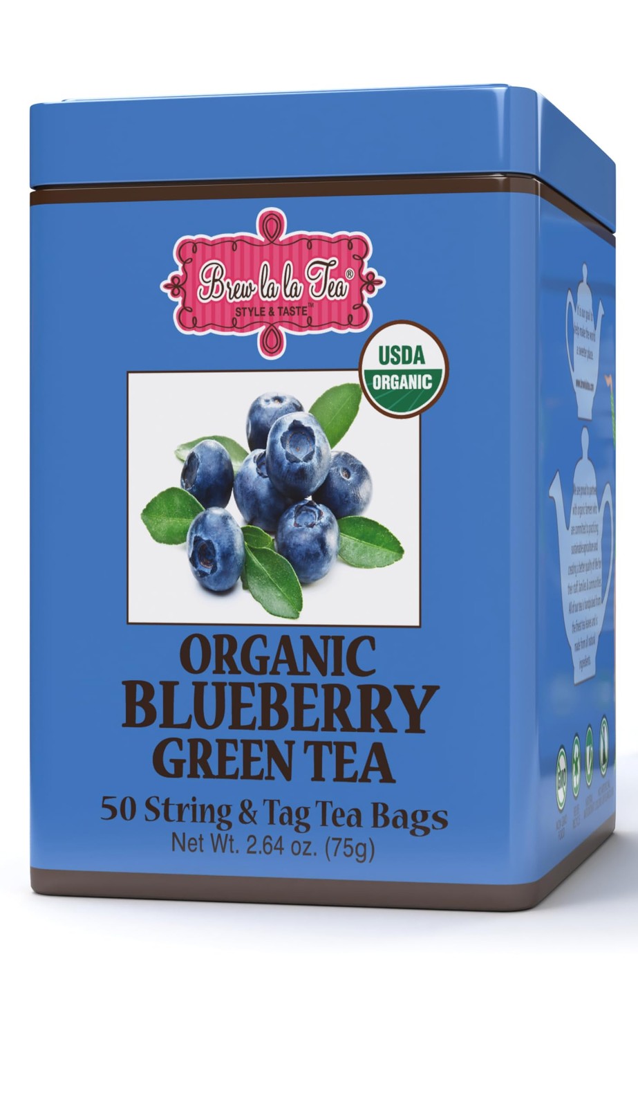 Brew La Organic Green Tea – Natural 50 Count (Pack of 1), Blueberry