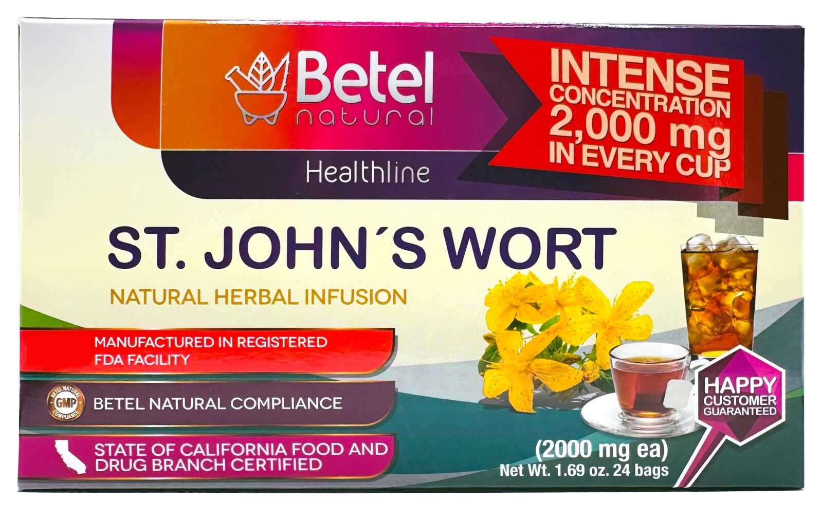 Premium Hierba de San Juan Te by Betel Natural – St Johns Wort – 2 Grams Per Tea