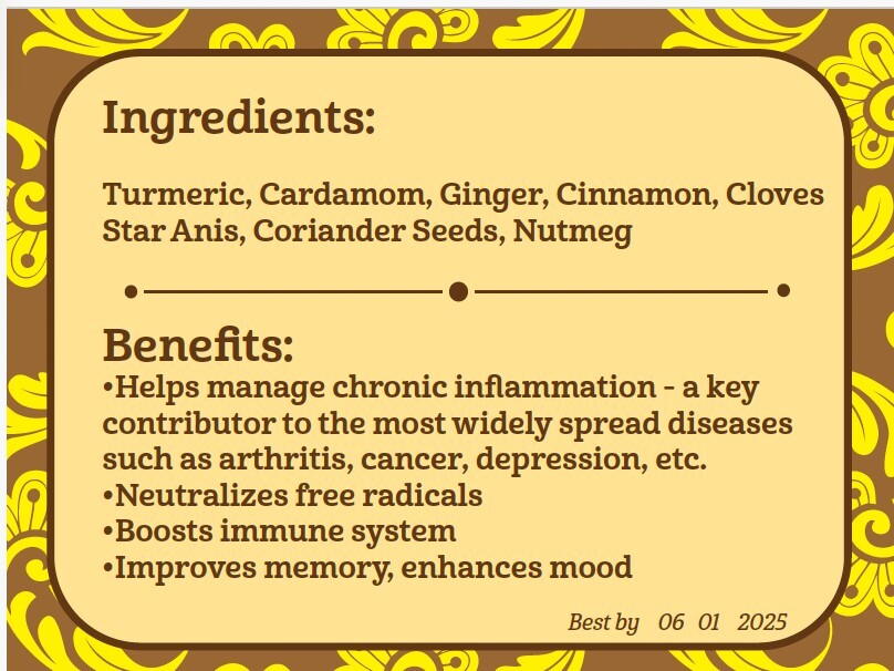Golden Chai – Narural Turmeric-based Anti-inflammatory, Anti-oxidant Drink