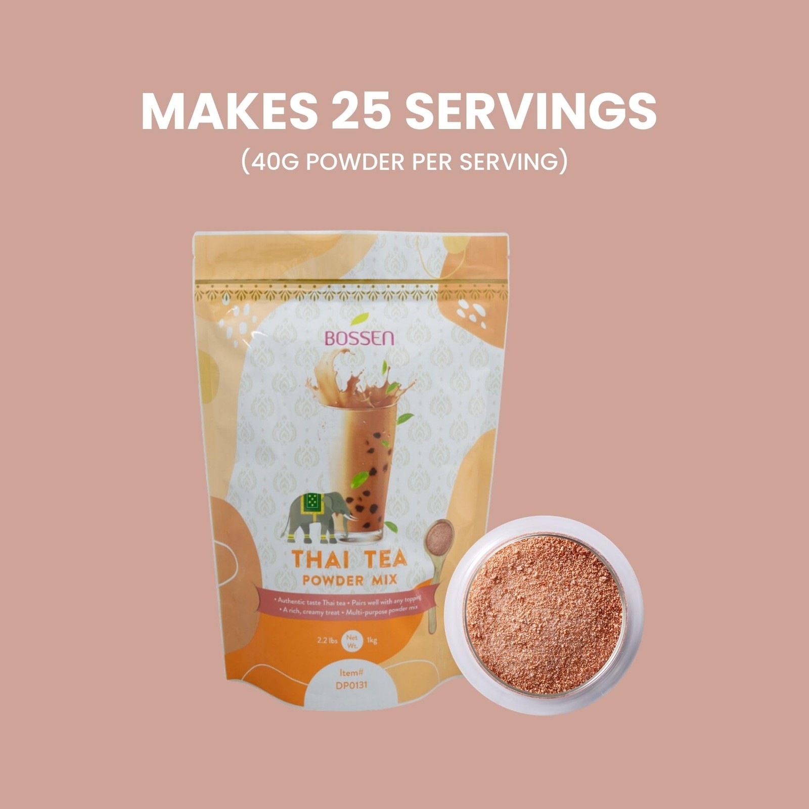 Bossen Thai Tea Powder Mix 2.2 lbs Flavored Drink Concentrate for Bubble Tea