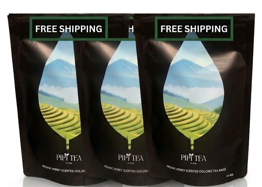 PIPI TEA Organic Honey Scented Oolong Tea Bags, 60g (20 Count) 3pc