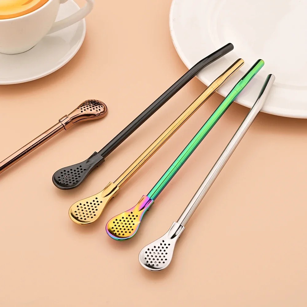 Bombilla Yerba Mate Straws, 3 Pack Reusable Colorful Tea Coffee Cocktail Stai…