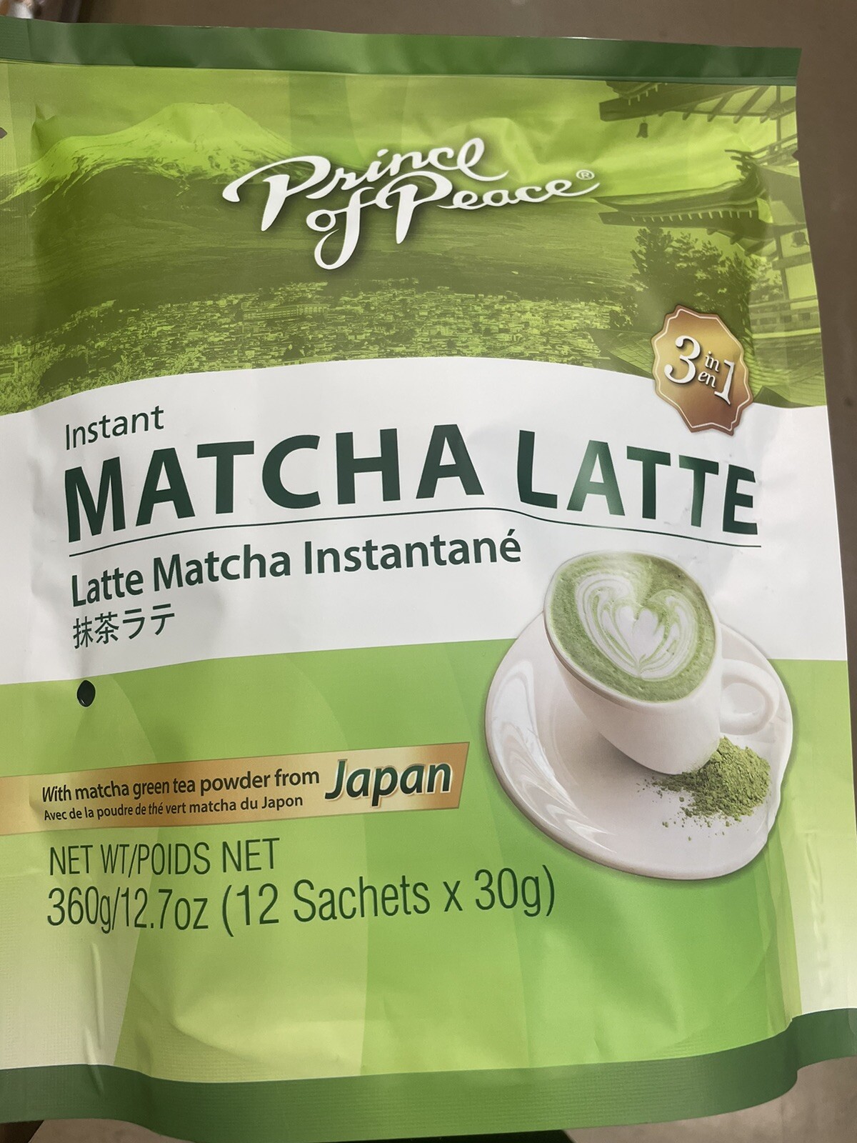 MATCHA LATTE 12.7 OZ 12 SACHETS EACH PRINCE OF PEACE 3 In 1