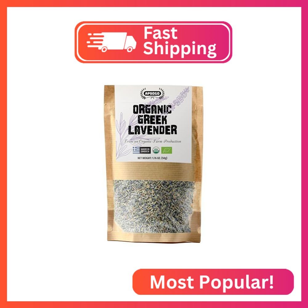 Apsogo Organic Greek Lavender Flowers – Dried Culinary Lavender Buds for Tea, Ba