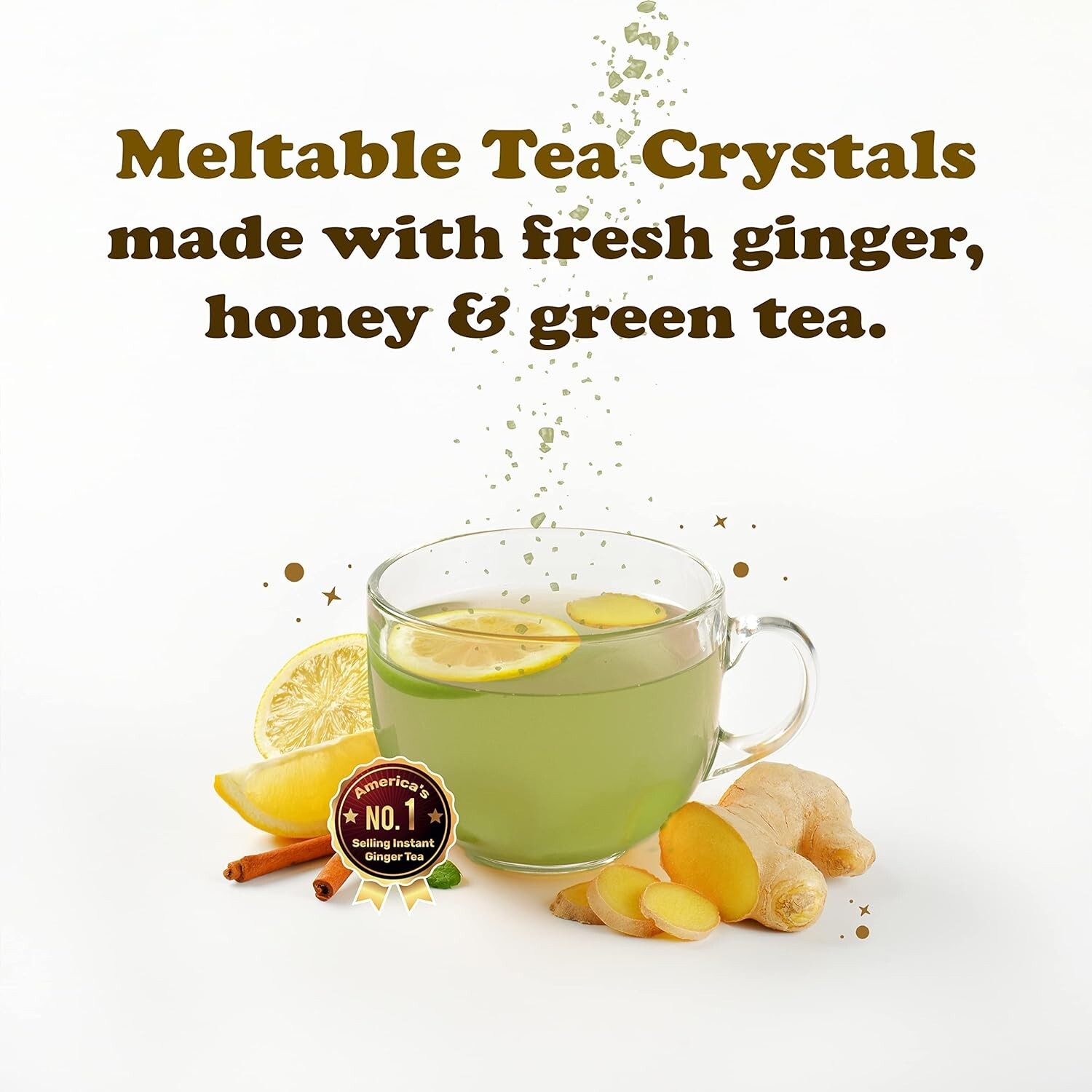 Pocas Honey Ginger Green Tea Flavor Instant Non GMO Gluten Caffeine Free 20 Ct