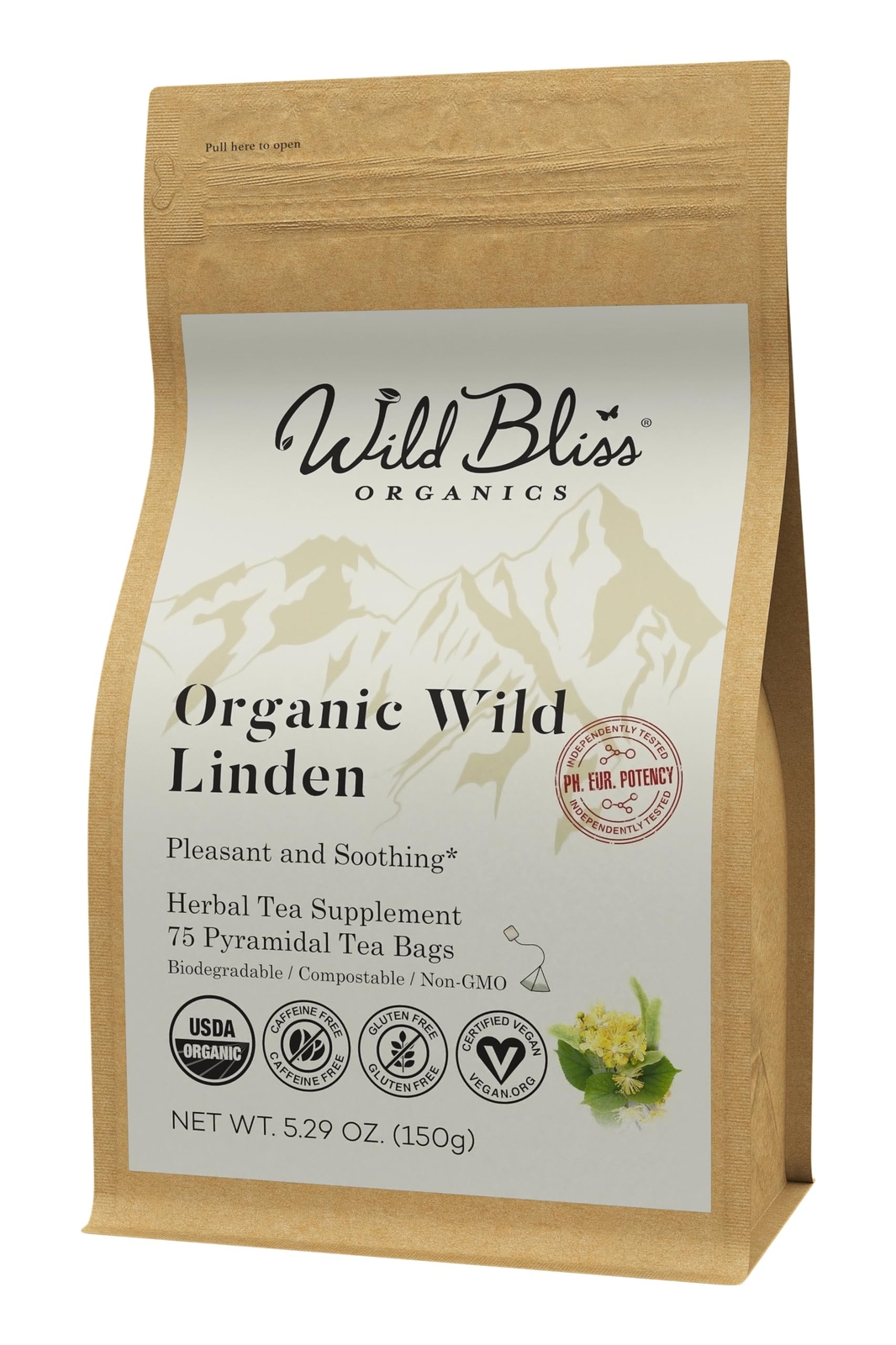 Wild Bliss Organic Linden Flower Tea – Caffeine Free Calming Herbal Tea – 75 …