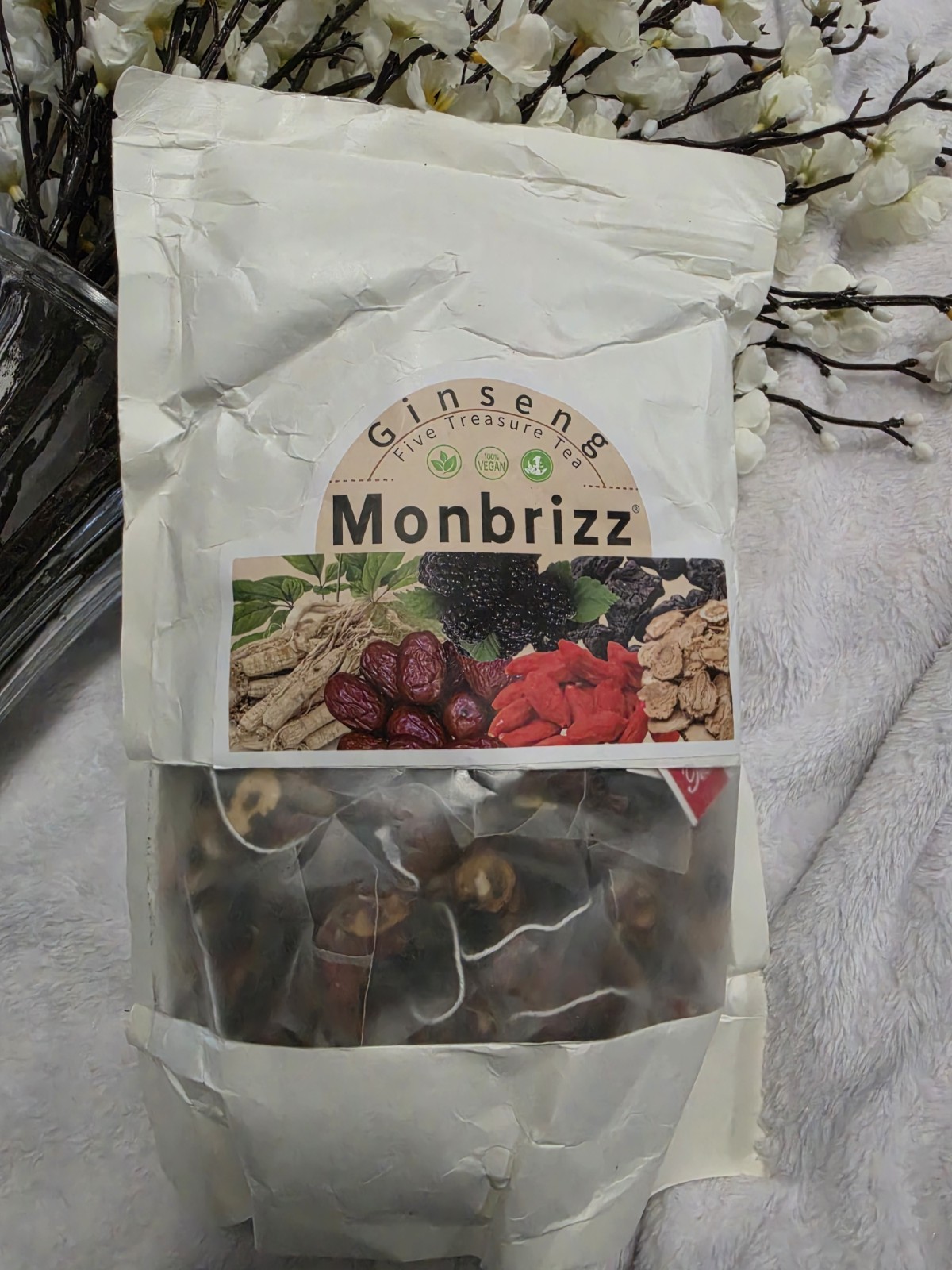Monbrizz Ginseng Five Treasure Tea Bagged Vegan Ginseng Flavor 60ct 360g