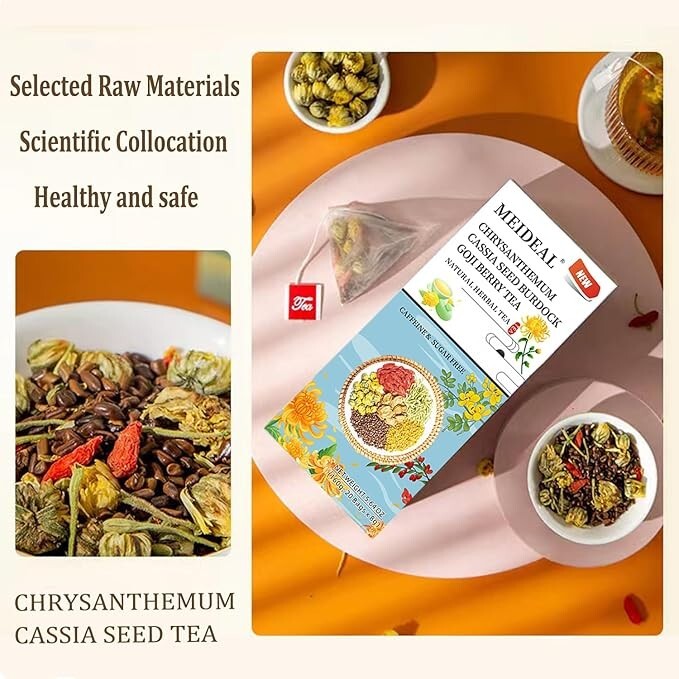 Chrysanthemum Cassia Seed & Burdock Goji Berry Tea, Liver Cleanse & Detox Herbal