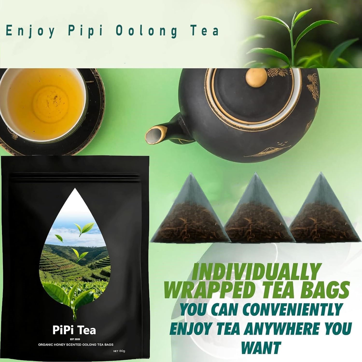 Pipi Tea Oolong,Pipi Oolong Tea,4g*20 Bags Selected Tea Leaves,Cortisol &Calming